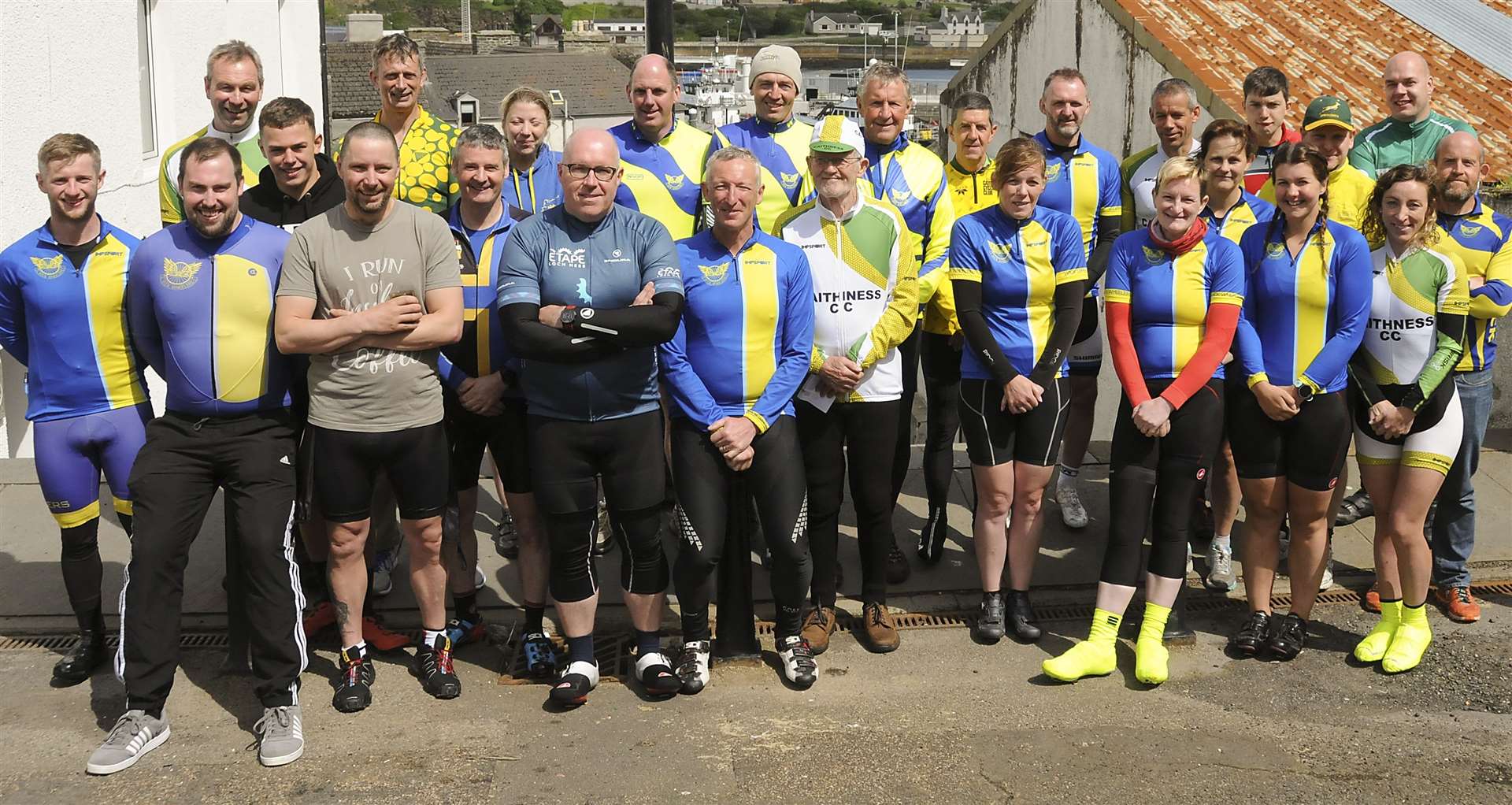 Cyclists from Wick Wheelers and Caithness Cycling Club outside Wick Youth Club after taking part in the annual interclub challenge.