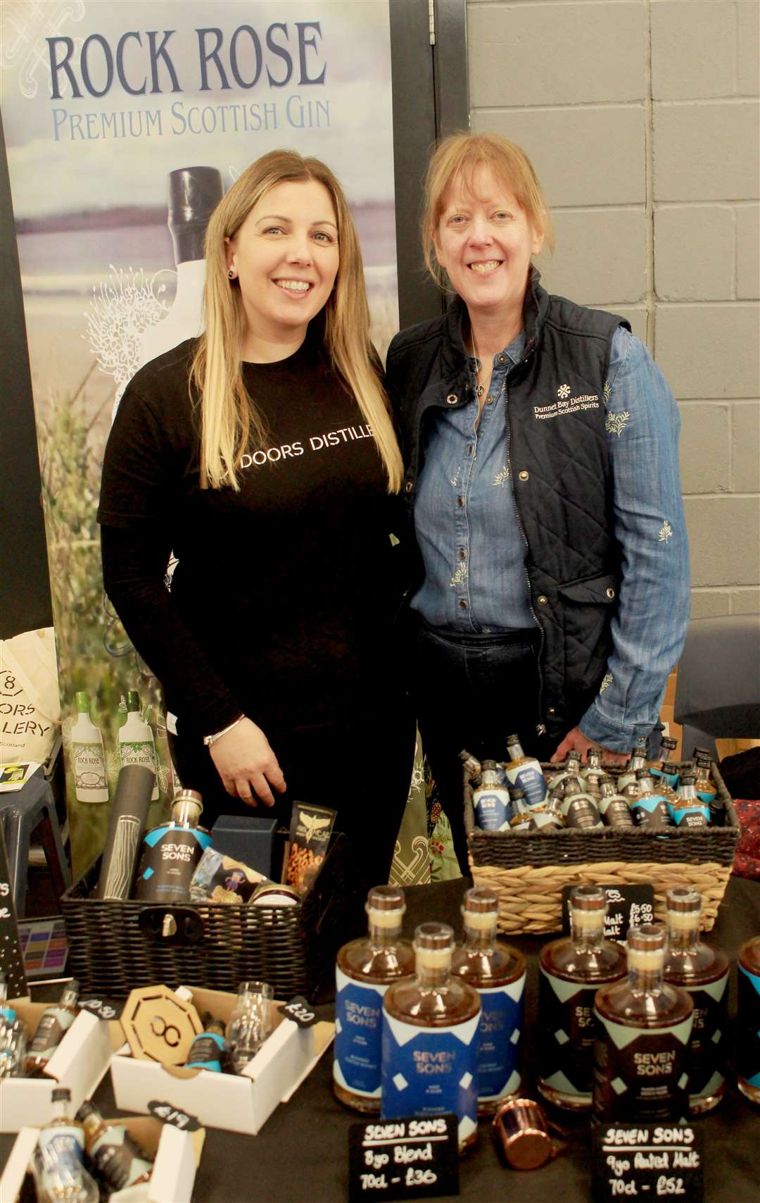 Kerry Campbell and Joanne Howdle at the shared 8 Doors Distillery and Dunnet Bay Distillers stand last year. Picture: Alan Hendry