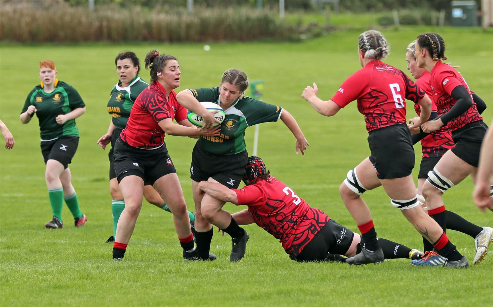 Justine Mackay – in action here against Orkney – scored a try as the Krakens got off to a strong start at Fraserburgh. Picture: James Gunn