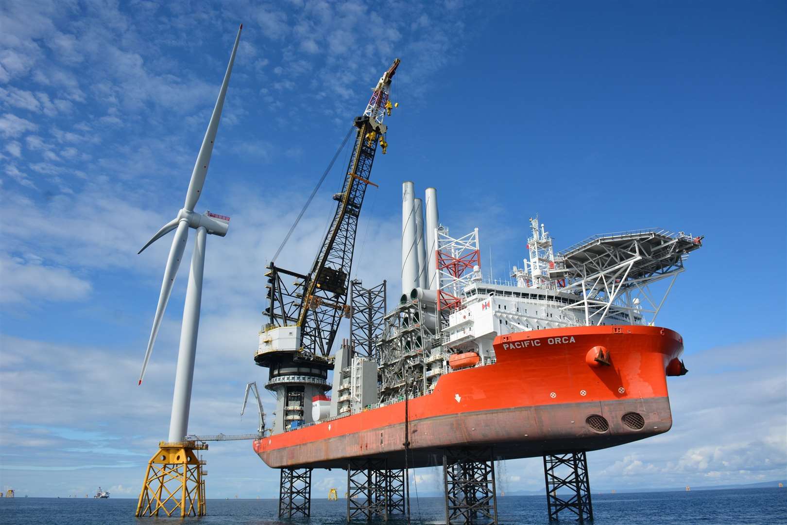 The Beatrice offshore wind farm during its construction phase. Picture: Bowl