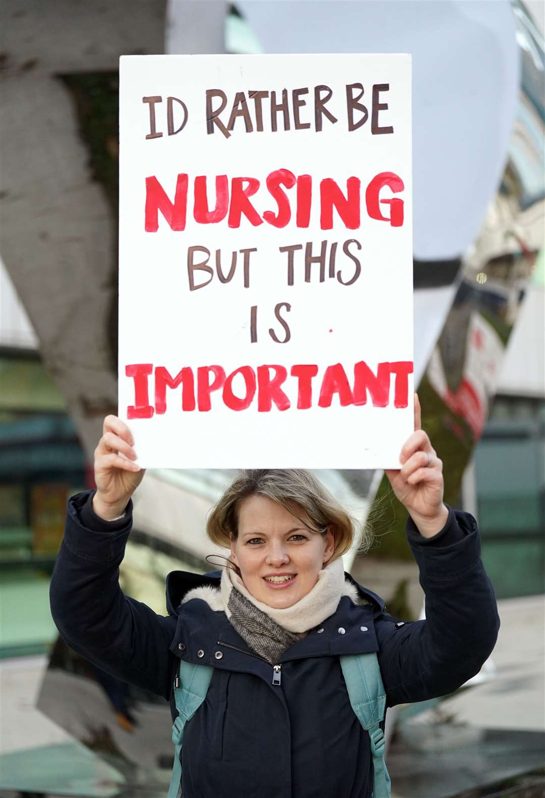 Members of the Royal College of Nursing were on the picket line outside the Queen Elizabeth Hospital, Birmingham (Jacob King/PA)