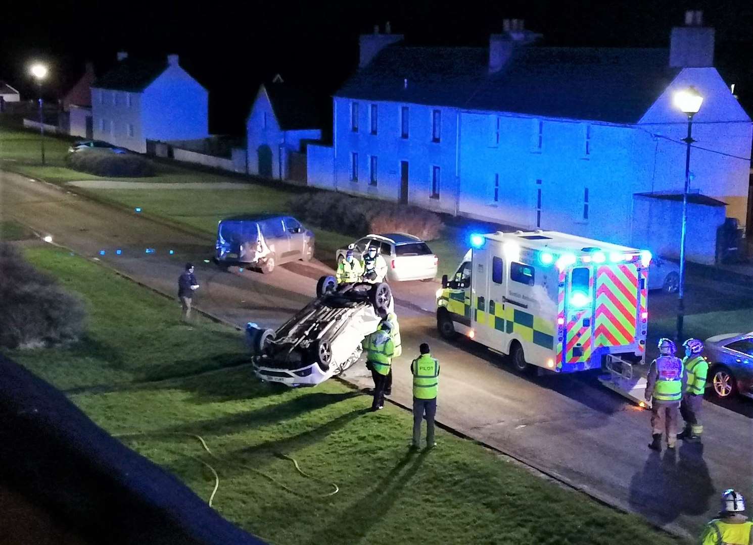 Emergency services attend the scene in the early hours of Saturday morning. Picture: Sharn Swan