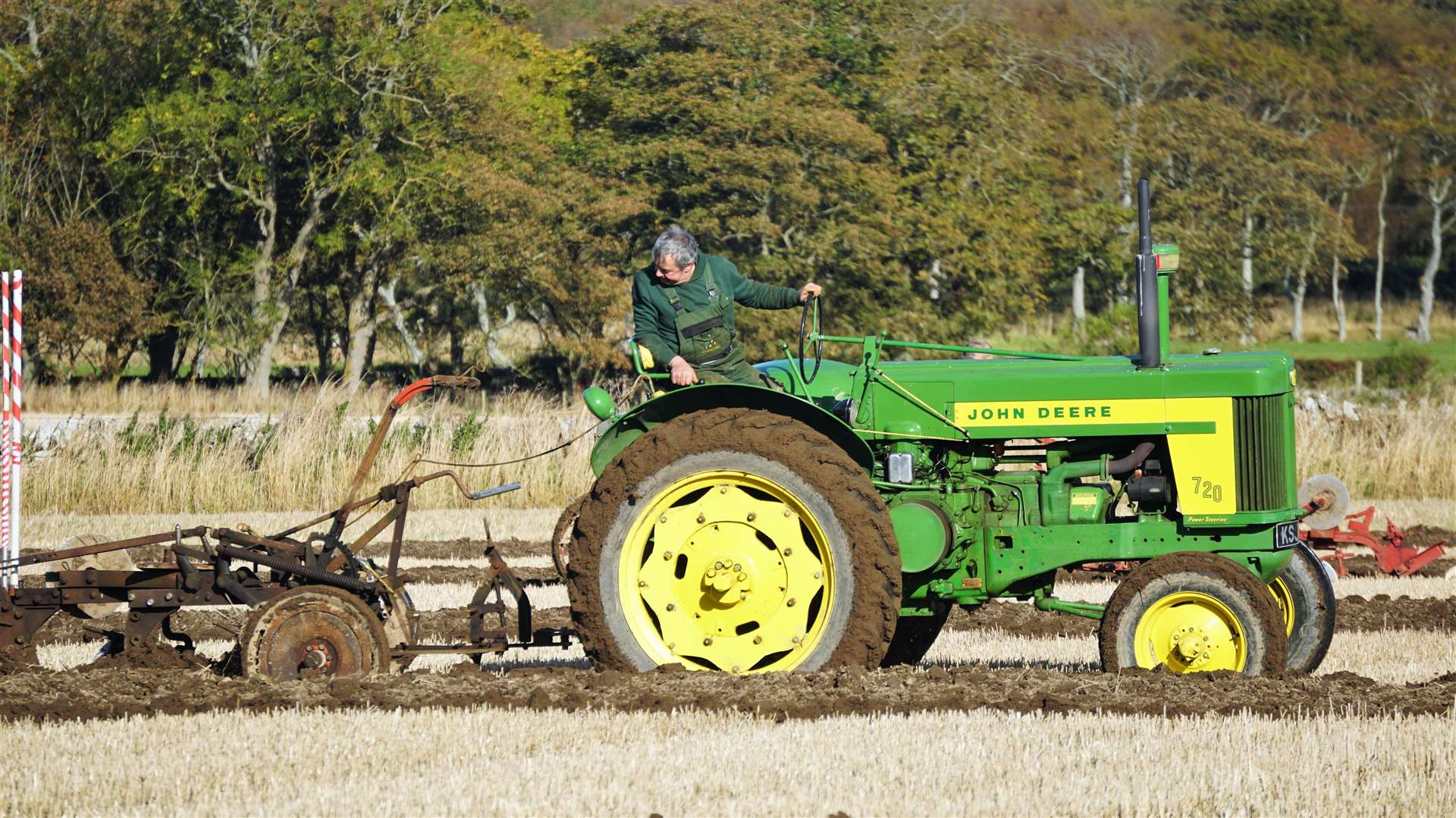 George Williamson from Dixonfield on a John Deere tractor with a John Deere plough. Picture: DGS