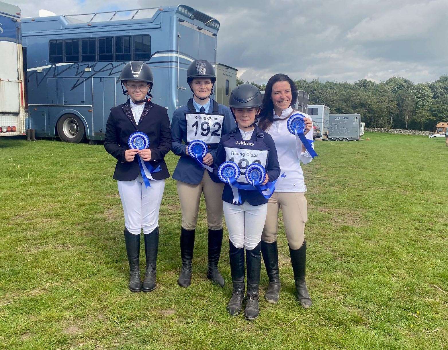 The third-placed 70cm team with their rosettes – (from left) Aimee Holmes, Lynne Sutherland, Erica Pottinger and Cal Flyn, Orkney.