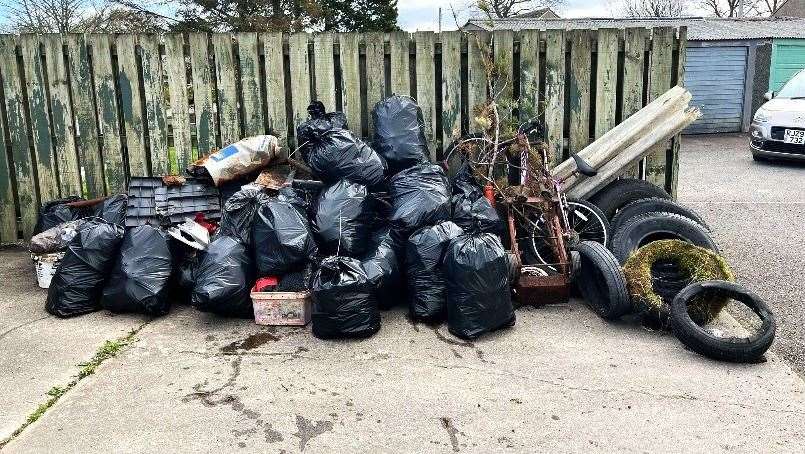 The accumulation of rubbish collected from the community effort by Watten Helps Out.