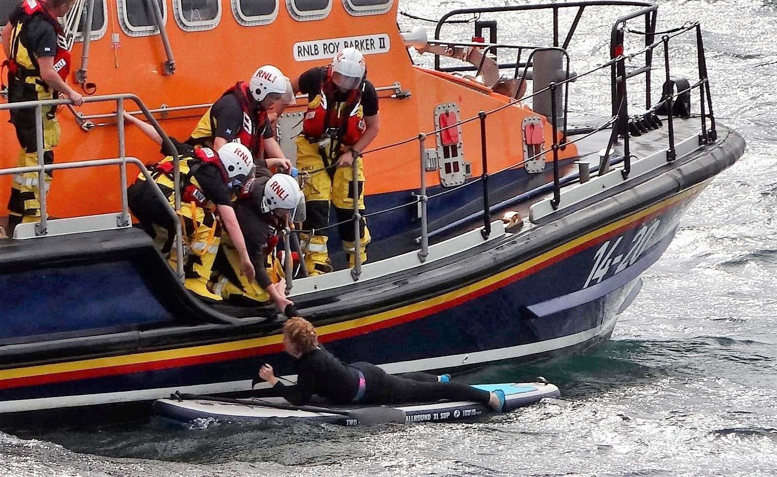 The woman was located and taken on board the lifeboat. Picture: FV Reaper
