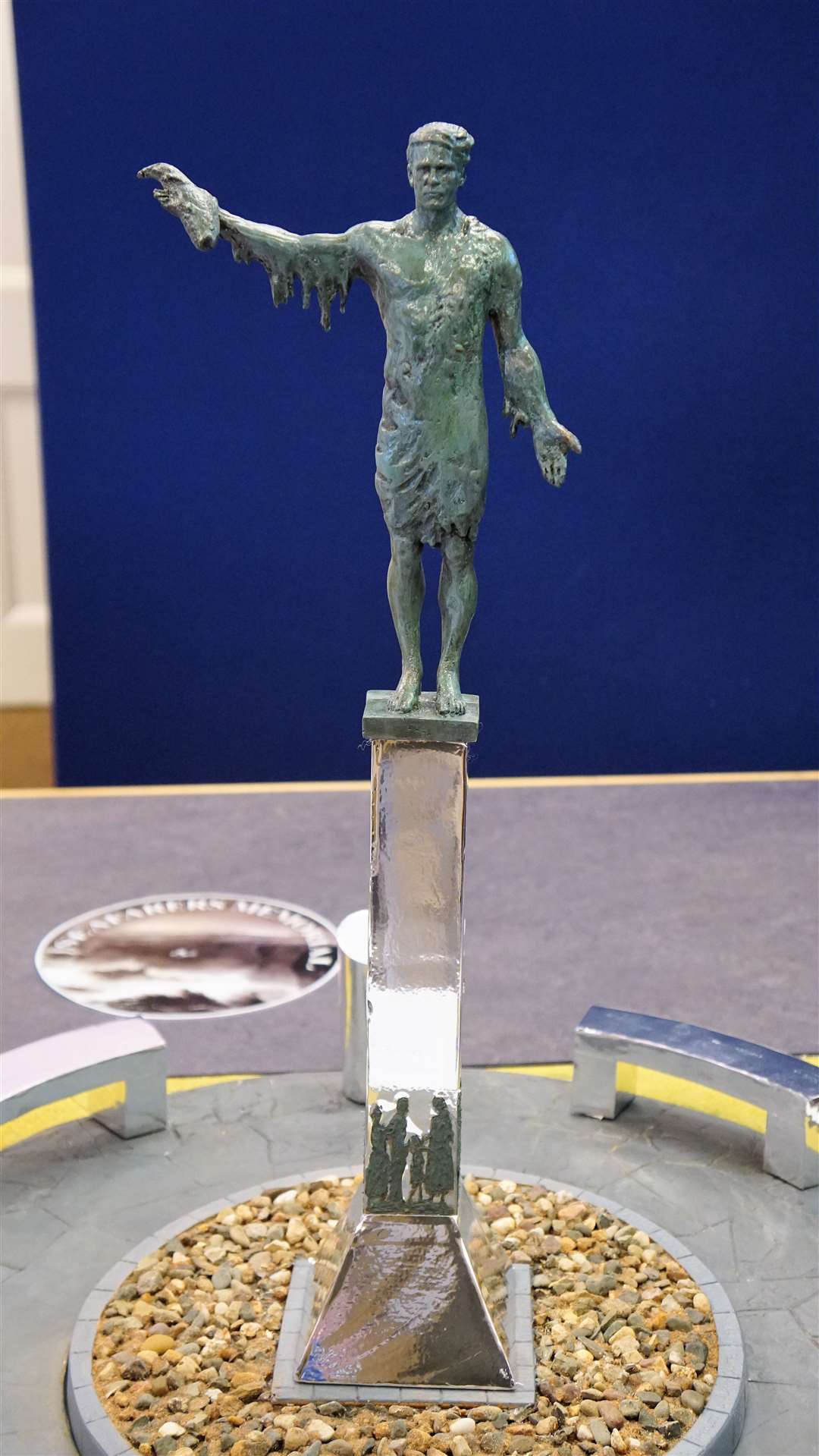 HRH was shown this maquette of the seafarers' statue that is to be erected close to the Pilot House in Wick. Picture: DGS