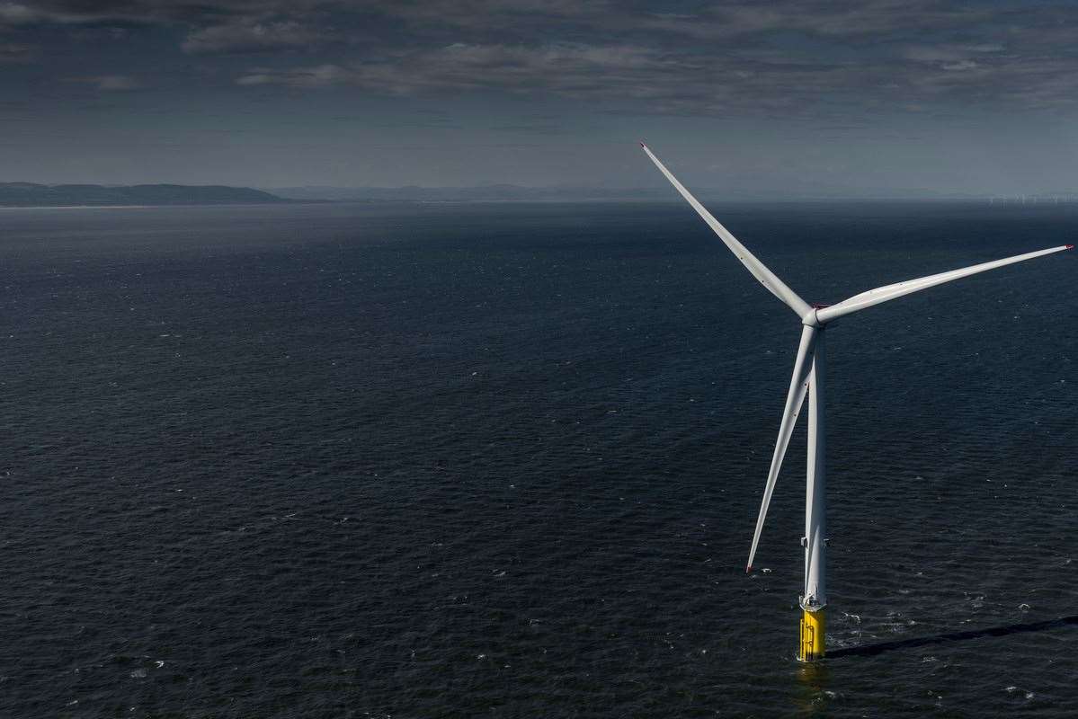 The Moray East offshore wind farm is under construction about 14 miles off the east coast of Caithness. It will have 100 turbines. Picture: MHI Vestas / Burbo Bank Extension Aerials