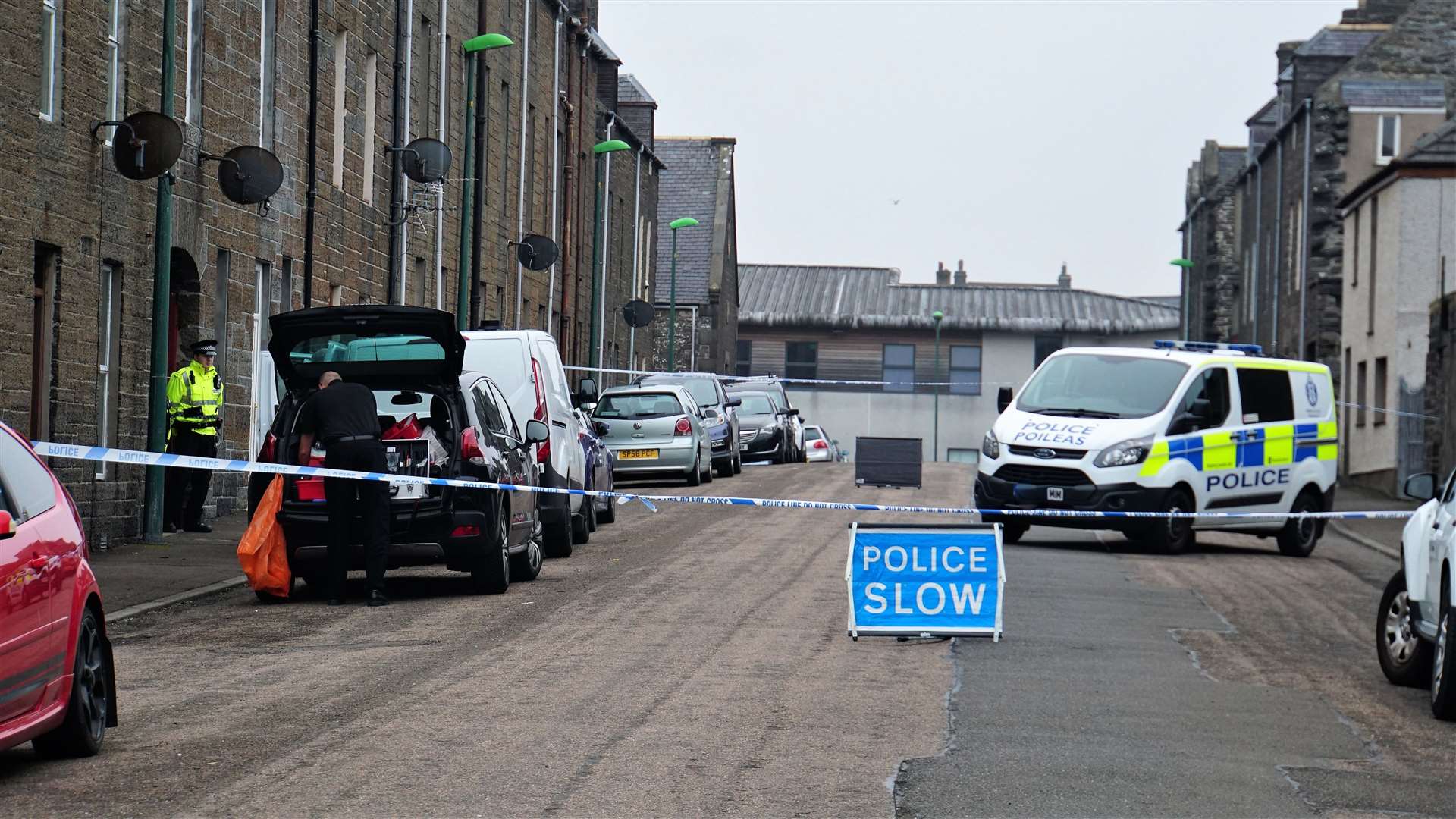 The scene at Barrogill Street was cordoned off after the incident at the weekend. Picture: DGS