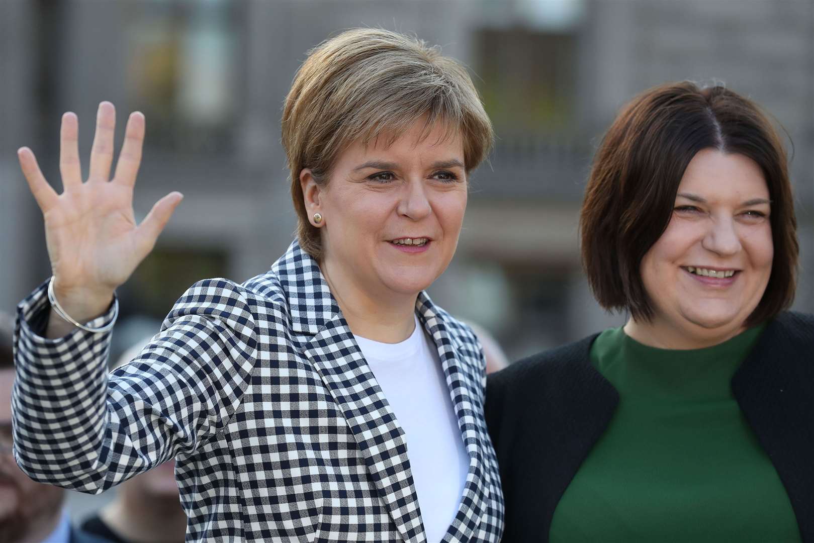 First Minister Nicola Sturgeon (left) with Glasgow City Council leader Susan Aitken (Andrew Milligan/PA)