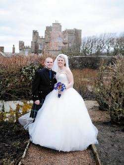 Lesley Sinclair and Stewart Campbell’s Hogmanay wedding at the Castle of Mey. Photo: SDM Photography.