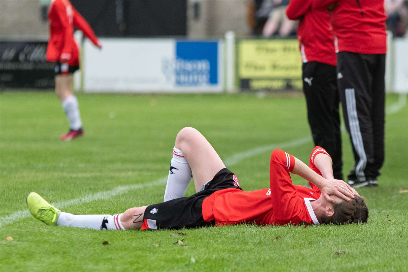 Sophie Kinghorn lies flat out after giving everything in Sunday's cup final. Picture: Daniel Forsyth