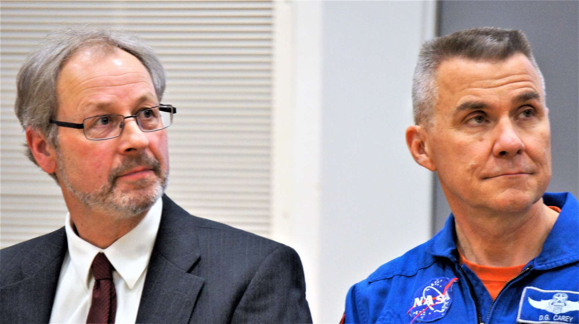 Professor Iain Baikie, left, with astronaut Duane Carey at the Science Festival in 2018. Picture: DGS