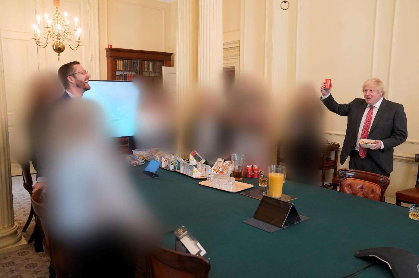 Prime Minister Boris Johnson at a gathering in the Cabinet Room in 10 Downing Street on his birthday in June 2020 (Cabinet Office/PA)