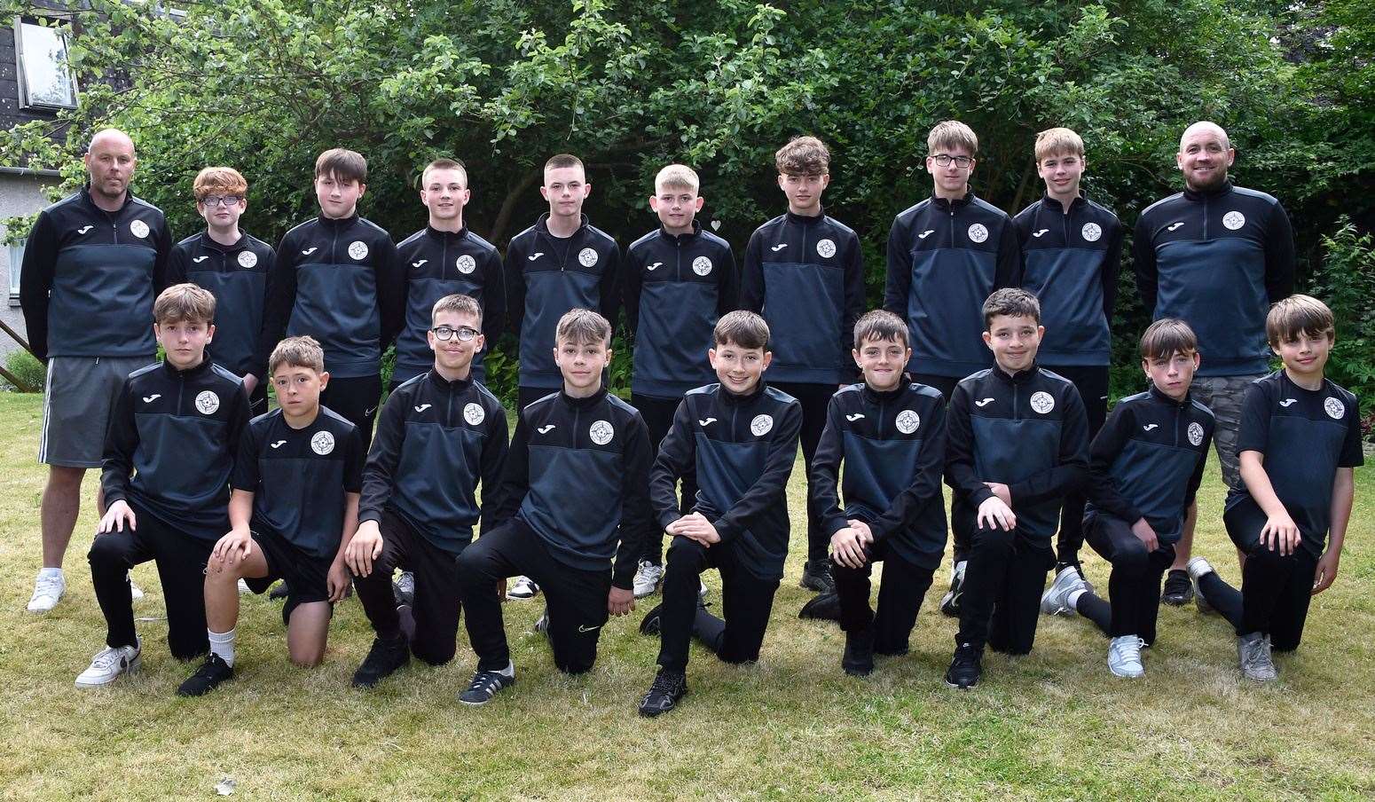 Caithness United's under-14 squad and coaches. Picture: Mel Roger
