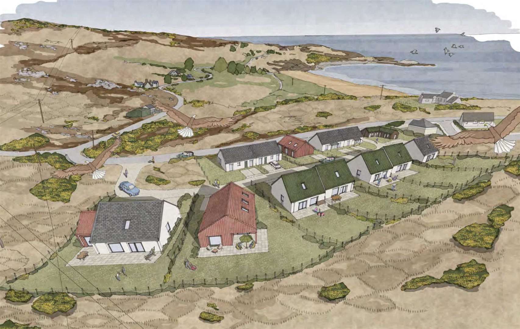 An artist's drawing of the proposed housing scheme.