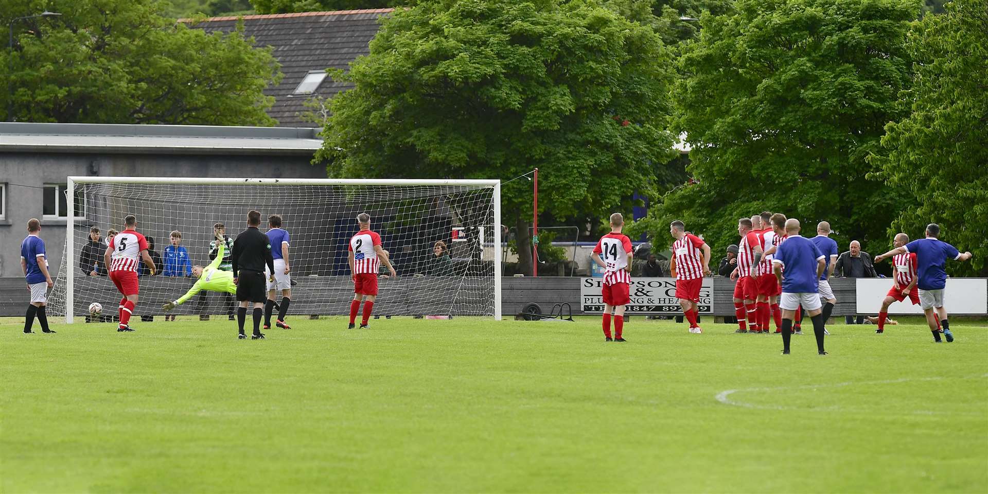 Charlie Miller scores direct from a free kick for Rangers Legends. Picture: Mel Roger