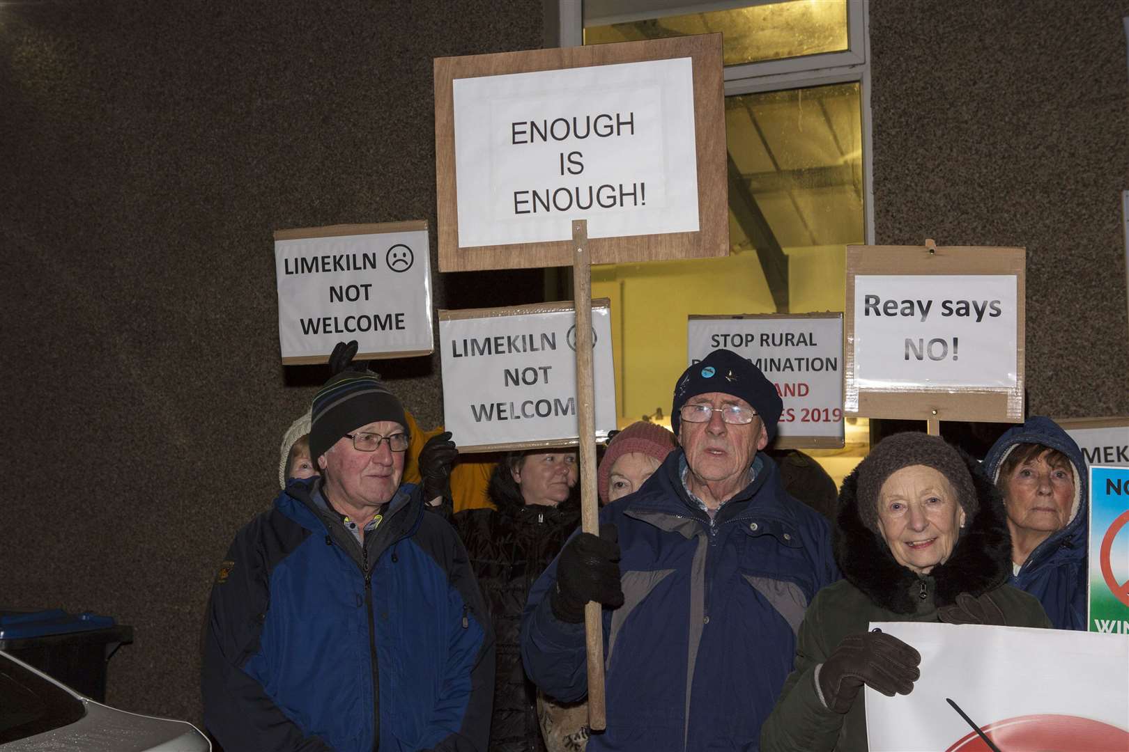 A protest at one of the community open days held at Reay in November 2019. Picture: Robert MacDonald / Northern Studios