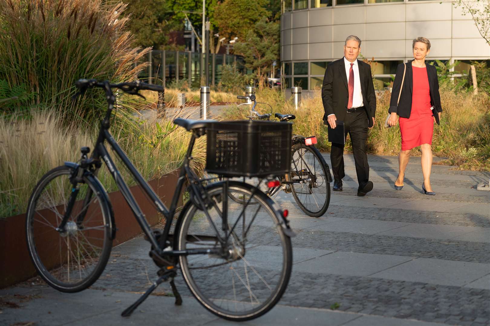Labour leader Sir Keir Starmer and shadow home secretary Yvette Cooper arriving at Europol (Stefan Rousseau/PA)