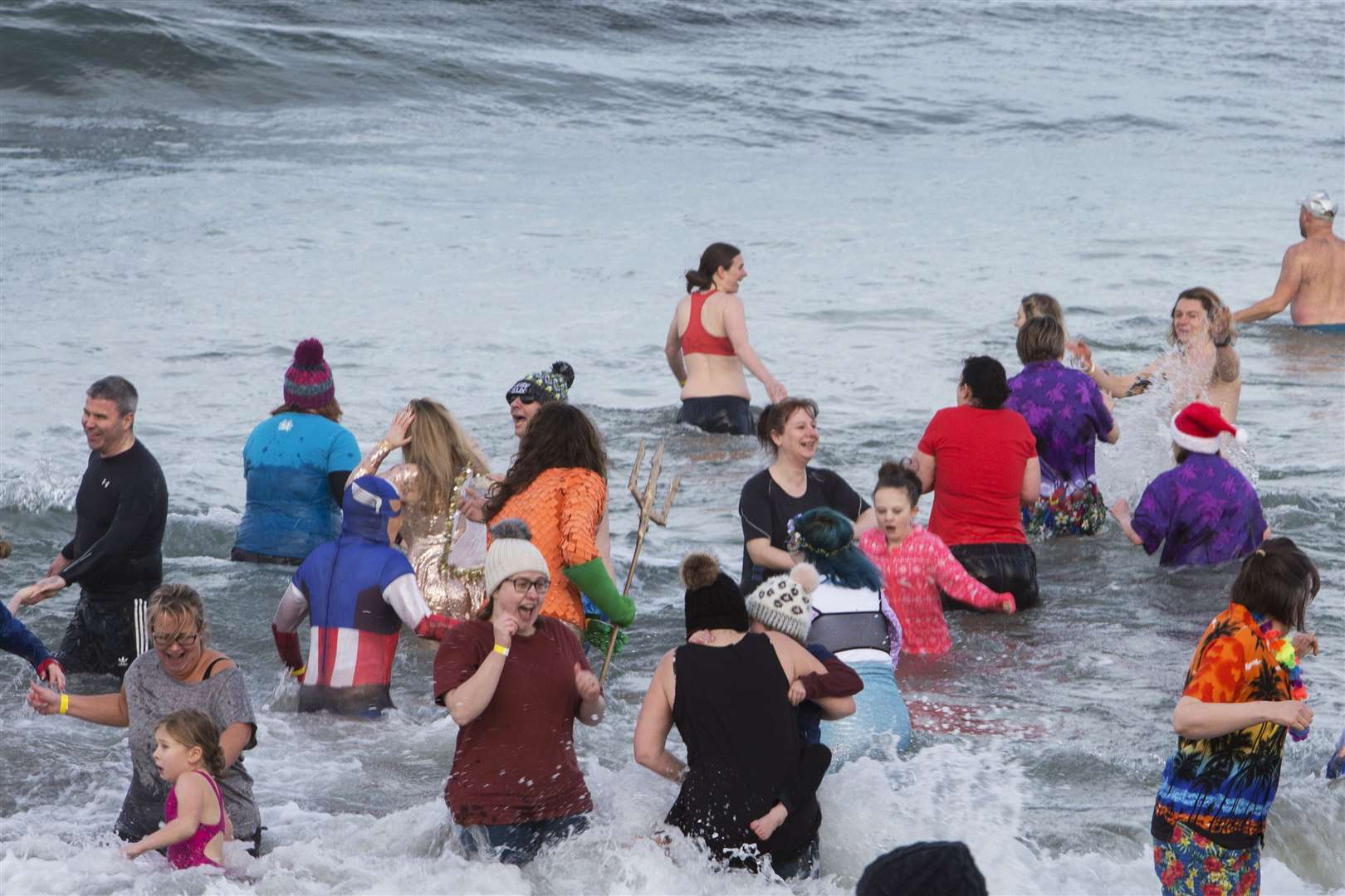 Some of those who took the plunge at Thurso's first New Year Soakin' in January 2020. Picture: Robert MacDonald / Northern Studios