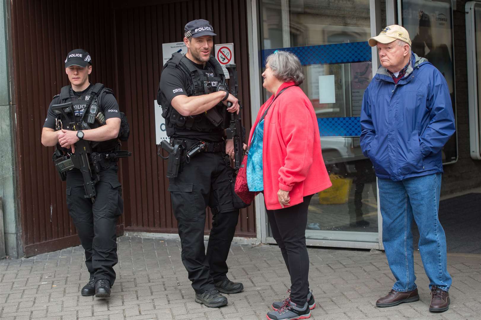 Armed Police outside Inverness Railway Station - Chief Superintendent Shepherd insists protecting people remains the number one priority. Picture: Callum Mackay.