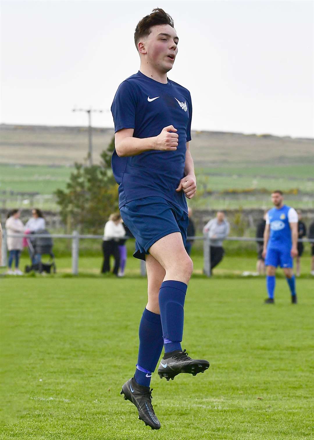 Will Cannop celebrates after putting High Ormlie Hotspur 3-1 up. Picture: Mel Roger