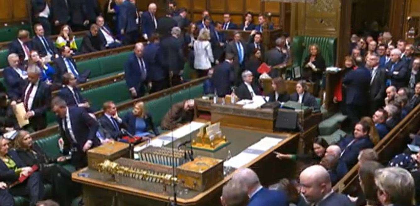 SNP and Conservative MPs walked out of the Commons chamber in an apparent protest over Speaker Sir Lindsay Hoyle’s handling of the Gaza ceasefire debate (House of Commons/UK Parliament/PA)