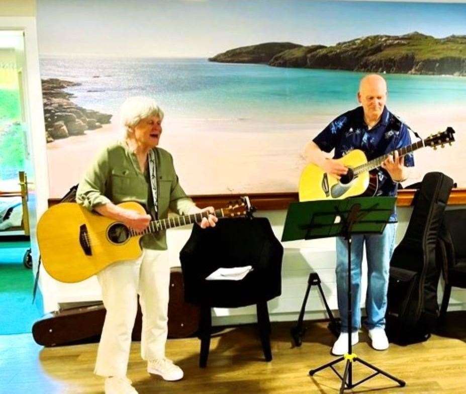 Nancy Foggo (Barracuda) and Robbie Macdonald (Robbie Pie Band) collaborating recently at the Pentland View Care Home.