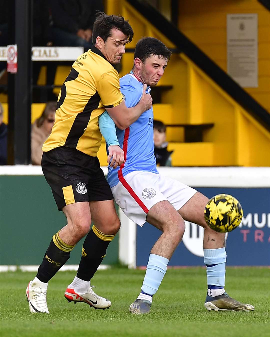 Kyle Henderson shields the ball despite the close attentions of Steven Mackay. Picture: Mel Roger