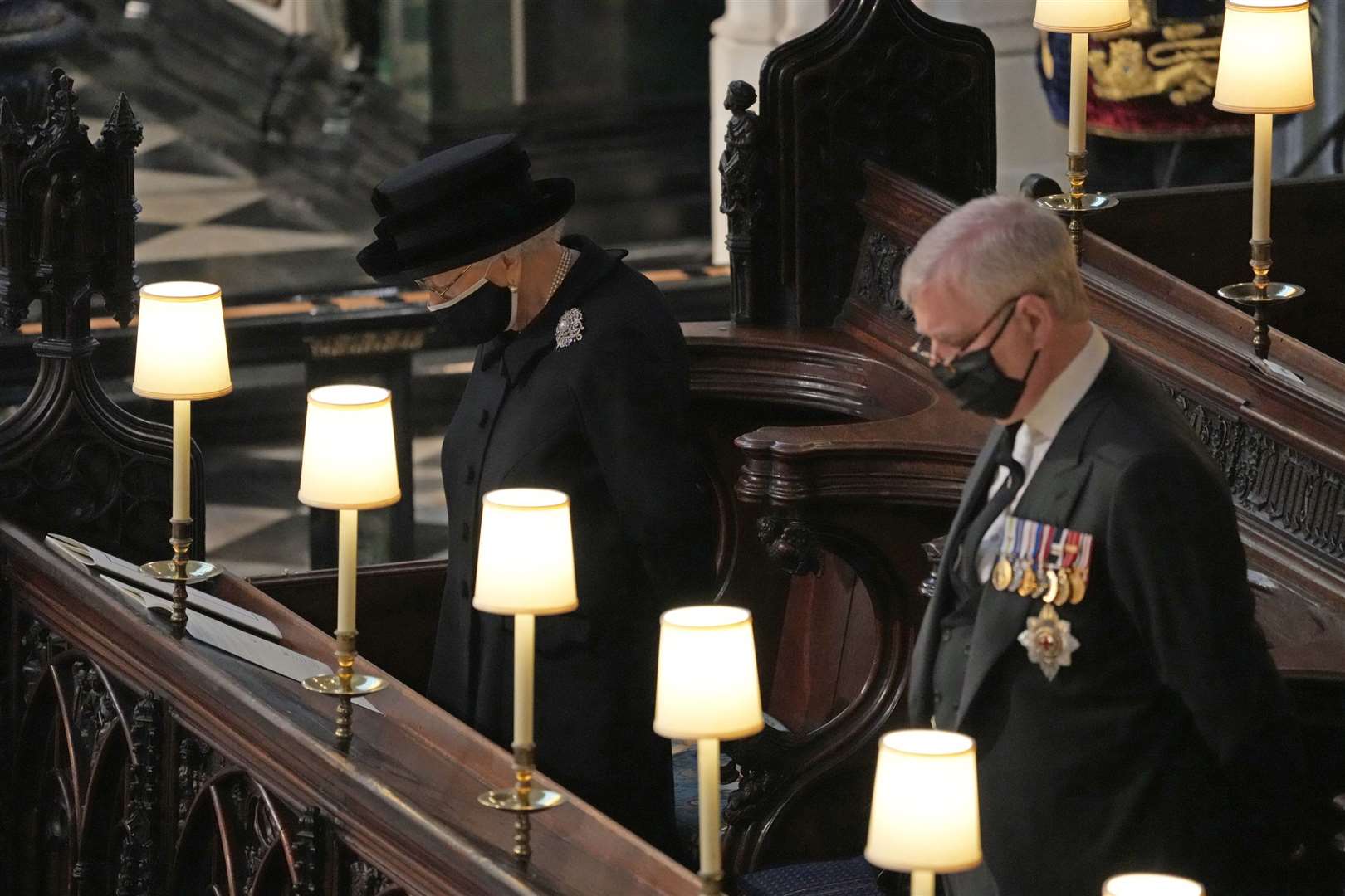 The Queen and the Duke of York during the funeral (Yui Mok/PA)