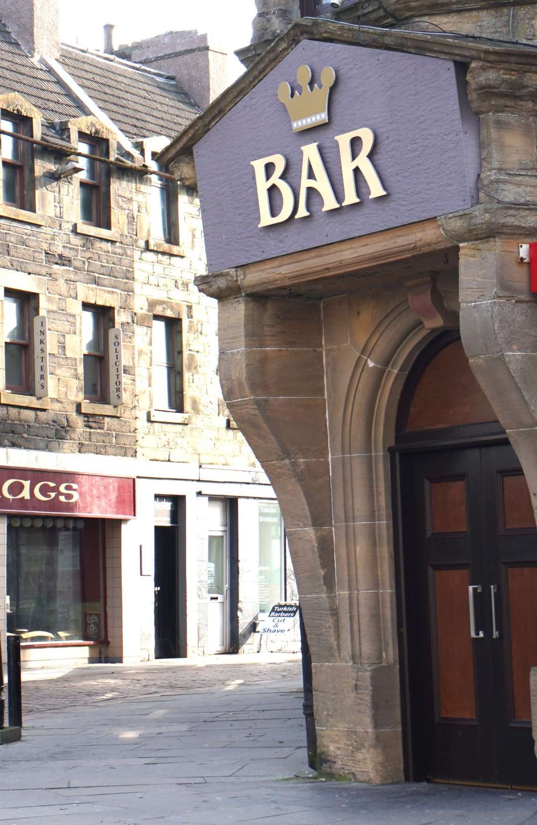 The Crown Bar was surrounded by police in the early hours of Saturday morning. Picture: DGS