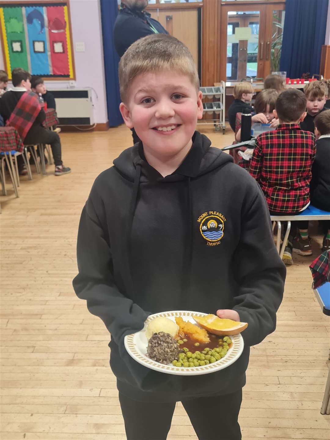 Haggis, neeps and tatties – along with peas and gravy – were served up for the pupils.