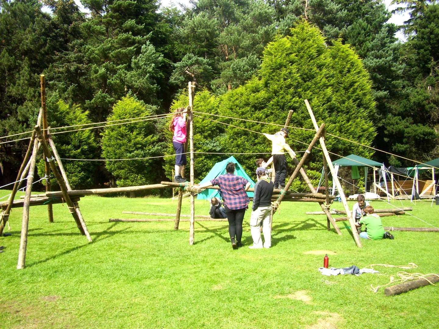 A pioneering bridge building challenge at Scout Adventures Fordell Firs.