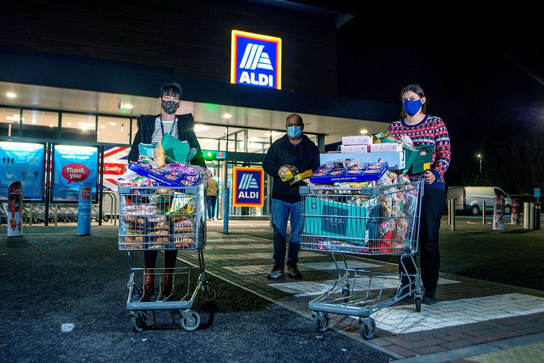 Charities across the country collected food donations from Aldi on Christmas Eve.