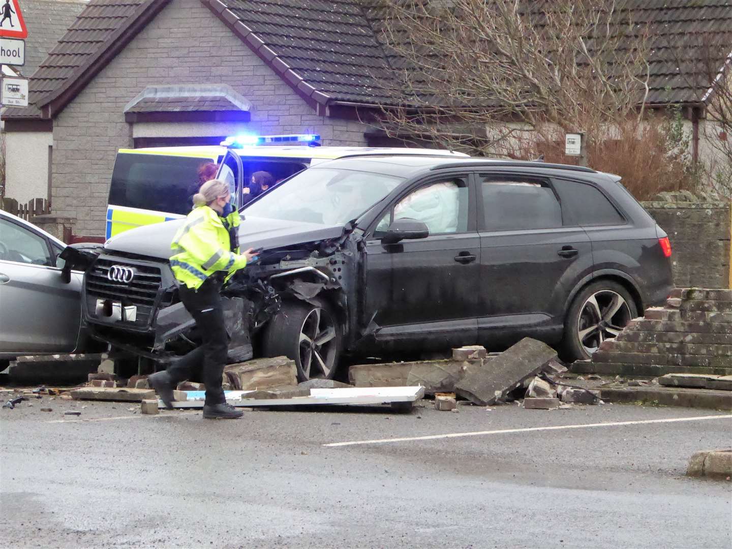 The car crashed through a wall near Wick's Co-op supermarket on February 14.