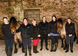 Pictured, from left are: Chloe Siggers, Catherine Matheson, Deanne Rosie, Meghann Ashpool, Laura MacDonald and Margaret MacLeod with horses Magnus and Saffy.