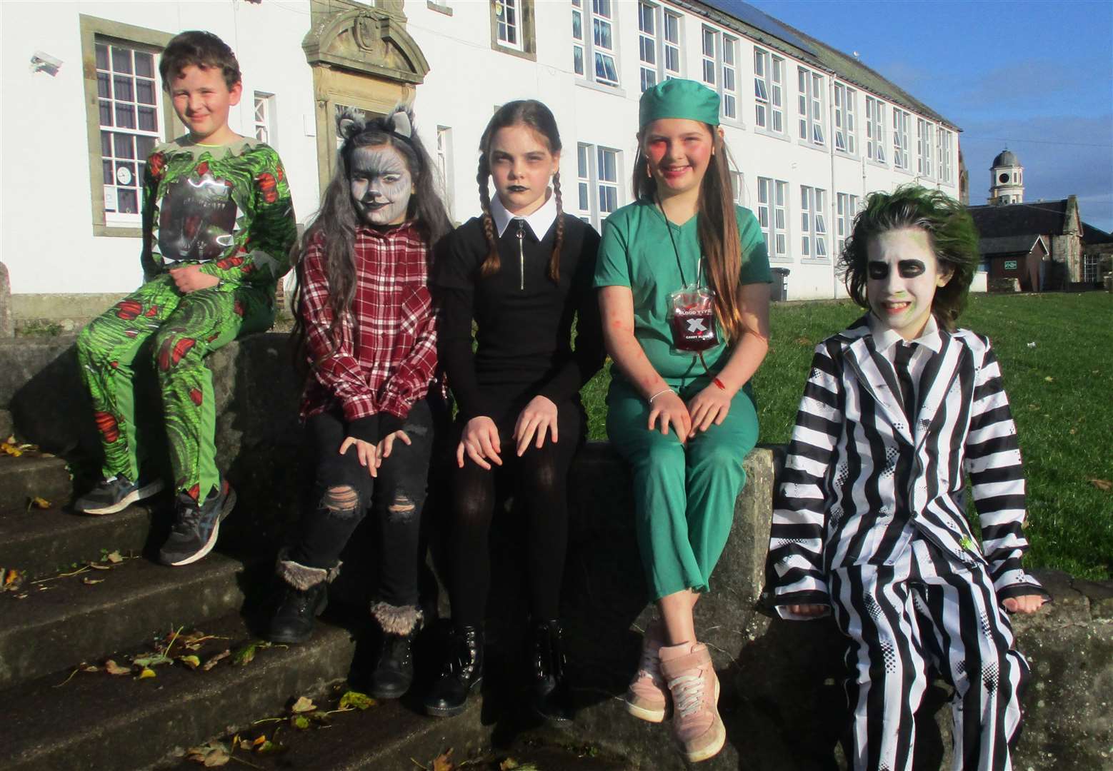 A group of Halloween horrors from P7 at Miller Academy.