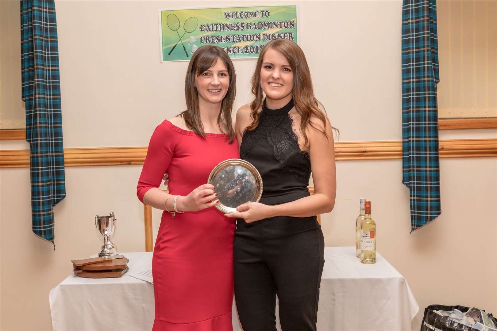 Caithness Badminton Association president Shona Mackay handing over the award for most improved senior player to Beckie Gunn, Wick. Picture: Duncan McLachlan