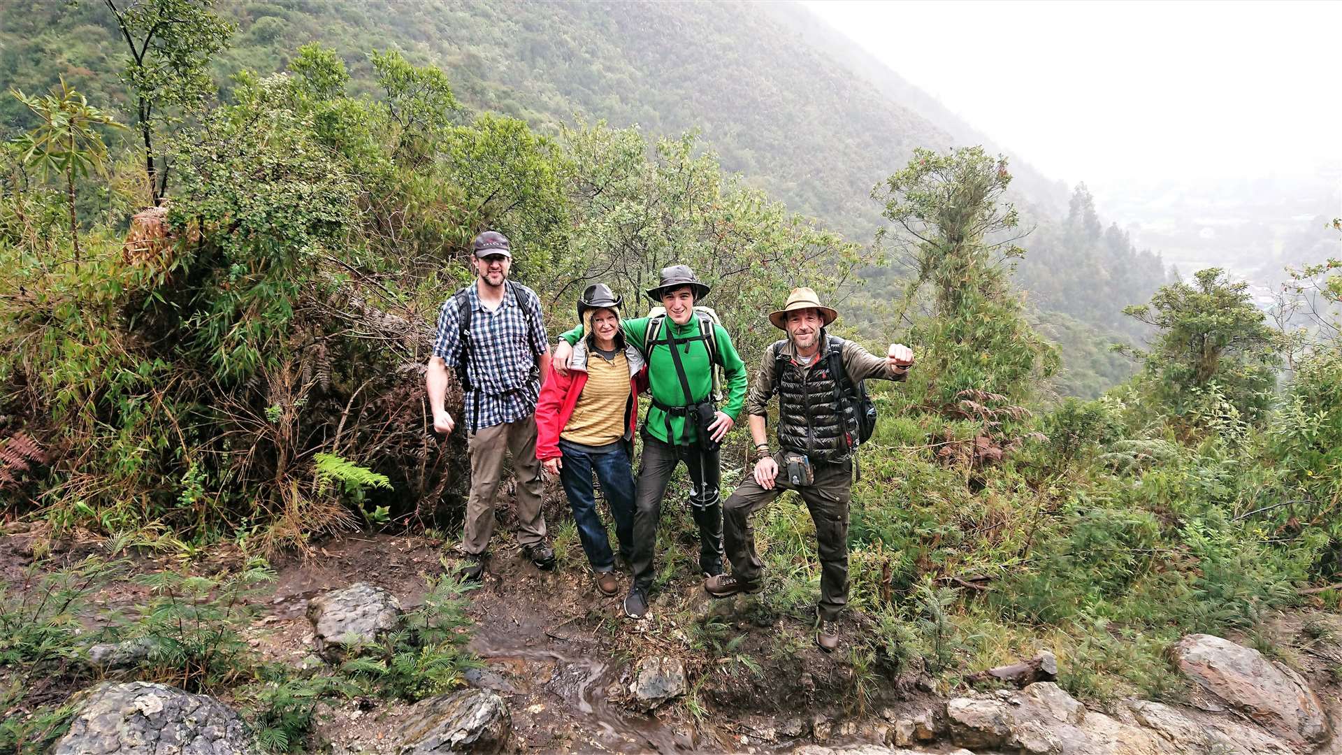 From left, Noah Wendrich, Walter Payne, Lori Umberg, Ashley Cowie on a previous expedition.
