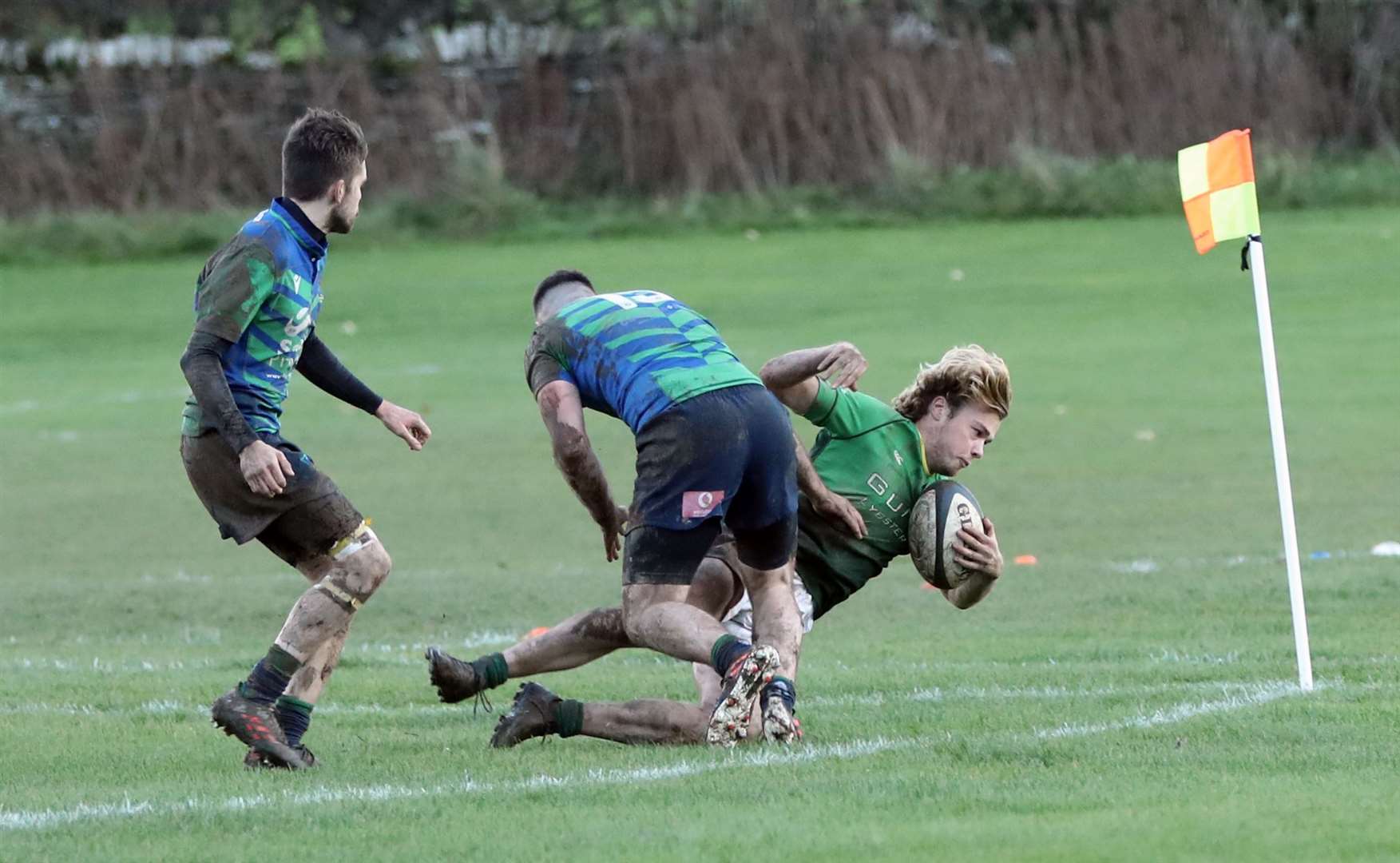 Ruaridh Mackay gets his first try for Caithness in the Caledonia Region Division 1 victory over Aberdeen Wanderers. Picture: James Gunn