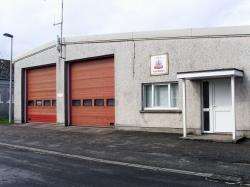 The fire station at Wick which has apparently suffered damage as a result of its proximity to the sea.