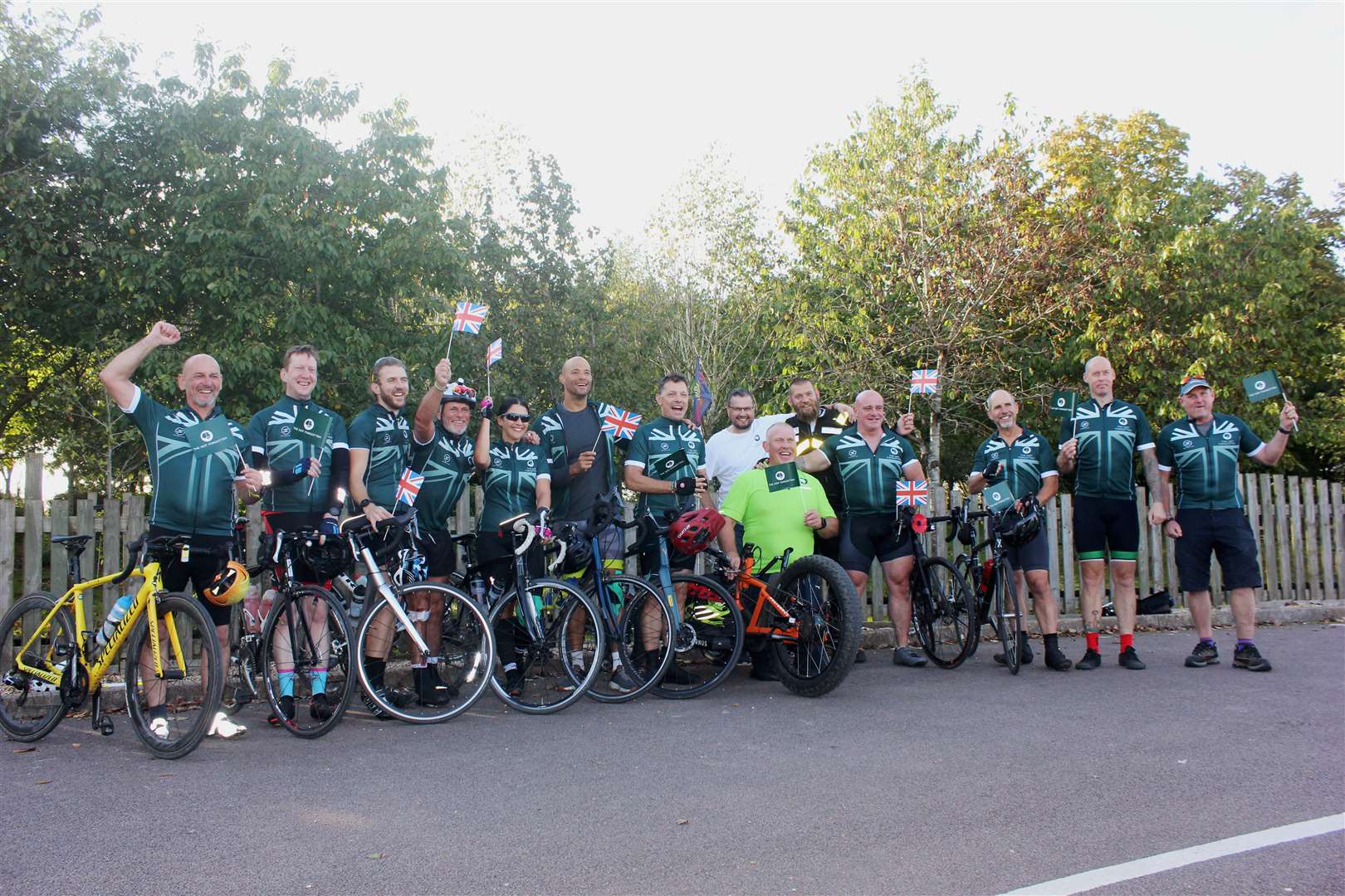 The team of cyclists who raised more than £10,000 for The Not Forgotten, with Kev Stewart fourth from the right. Picture: Louise Coopman