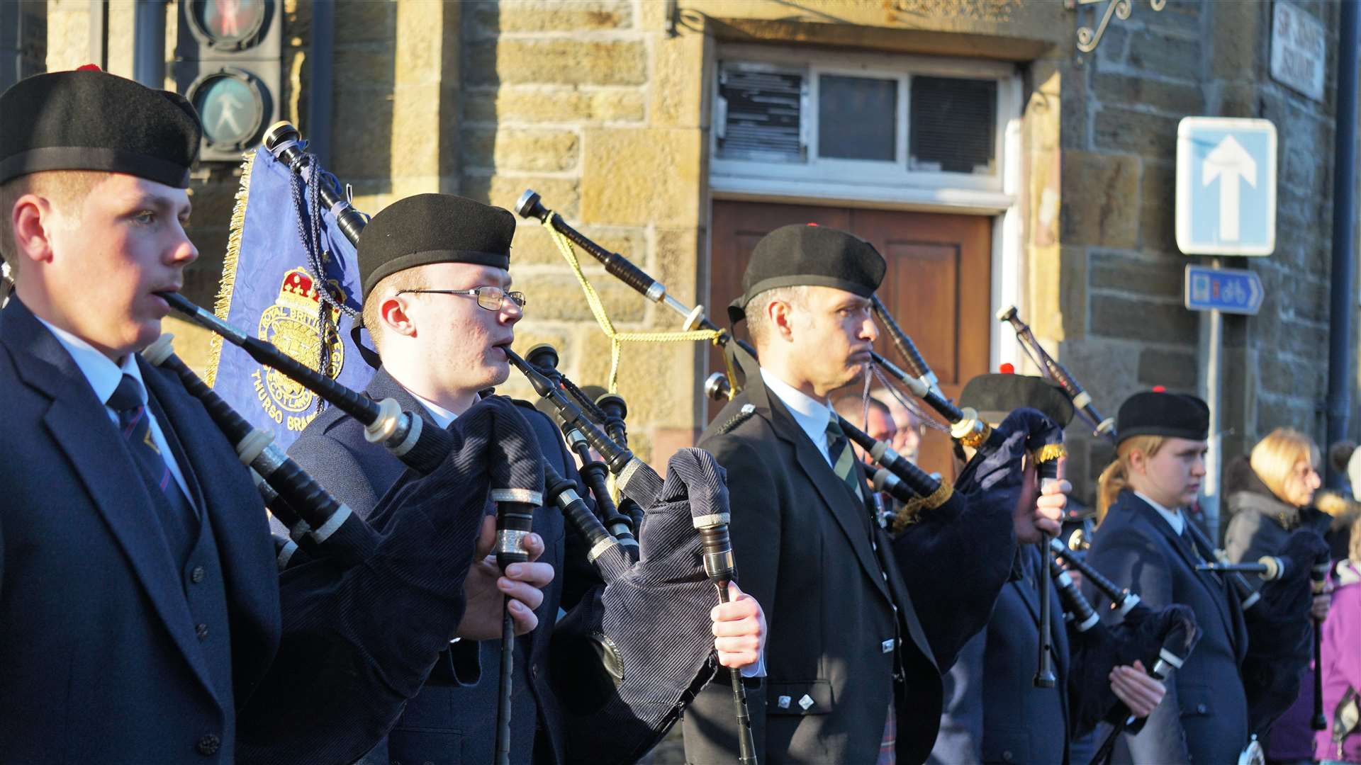 Pipers at the Remembrance event on Sunday morning in Thurso. Picture: DGS