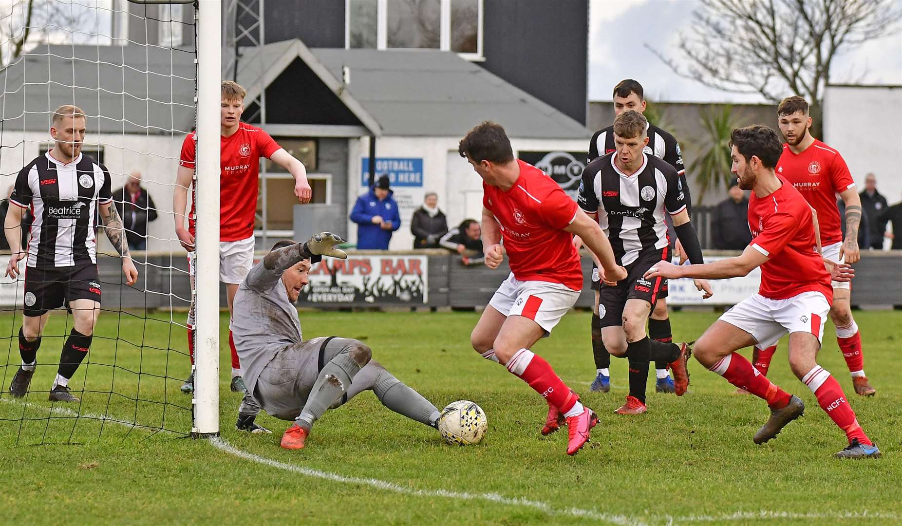 Wick Academy against Nairn County in a Highland League match at Harmsworth Park in February this year. Academy are in agreement with Nairn and other clubs in having concerns over the Conference League plans. Picture: Mel Roger