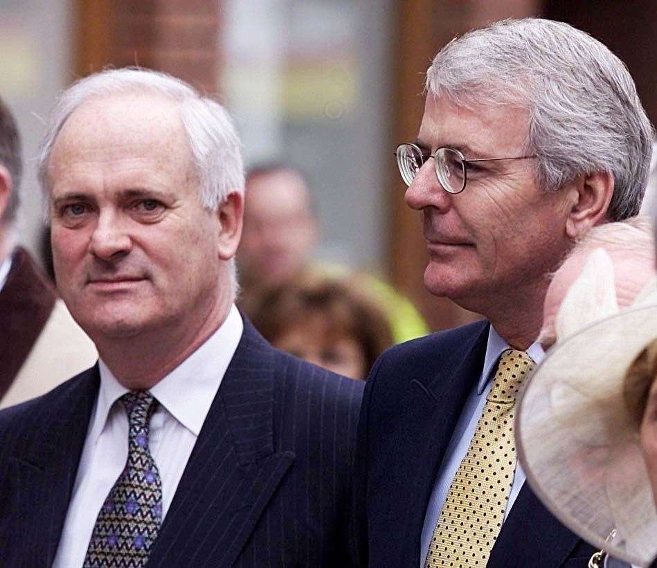 Former British Prime Minister John Major (R) with former Irish Premier John Bruton (Phil Noble/PA)