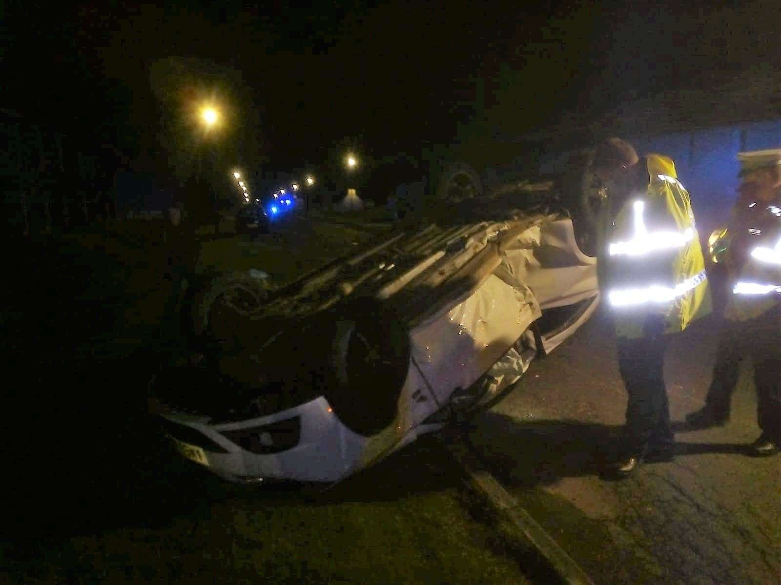 The car ended up on its roof in Lybster.
