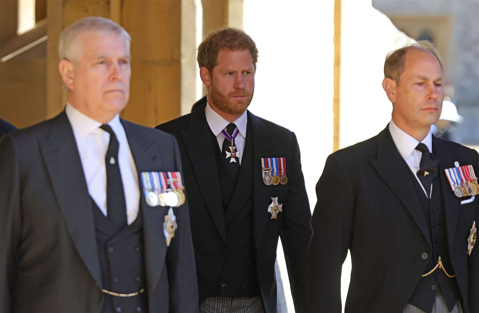 The Duke of Sussex, centre, with the Duke of York and the Earl of Wessex (Chris Jackson/PA)