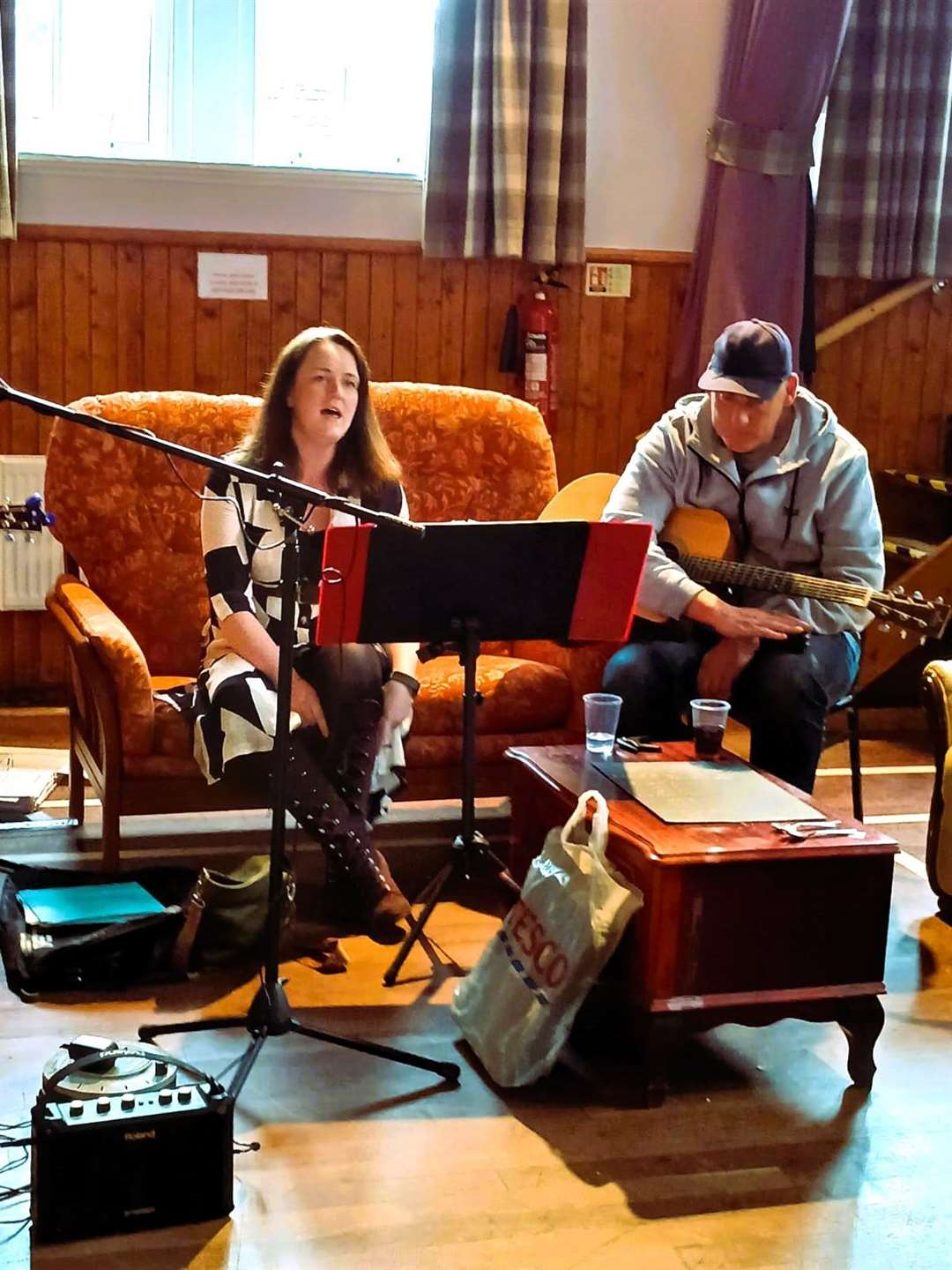Shelagh Swanson sings at the Halkirk musical session.