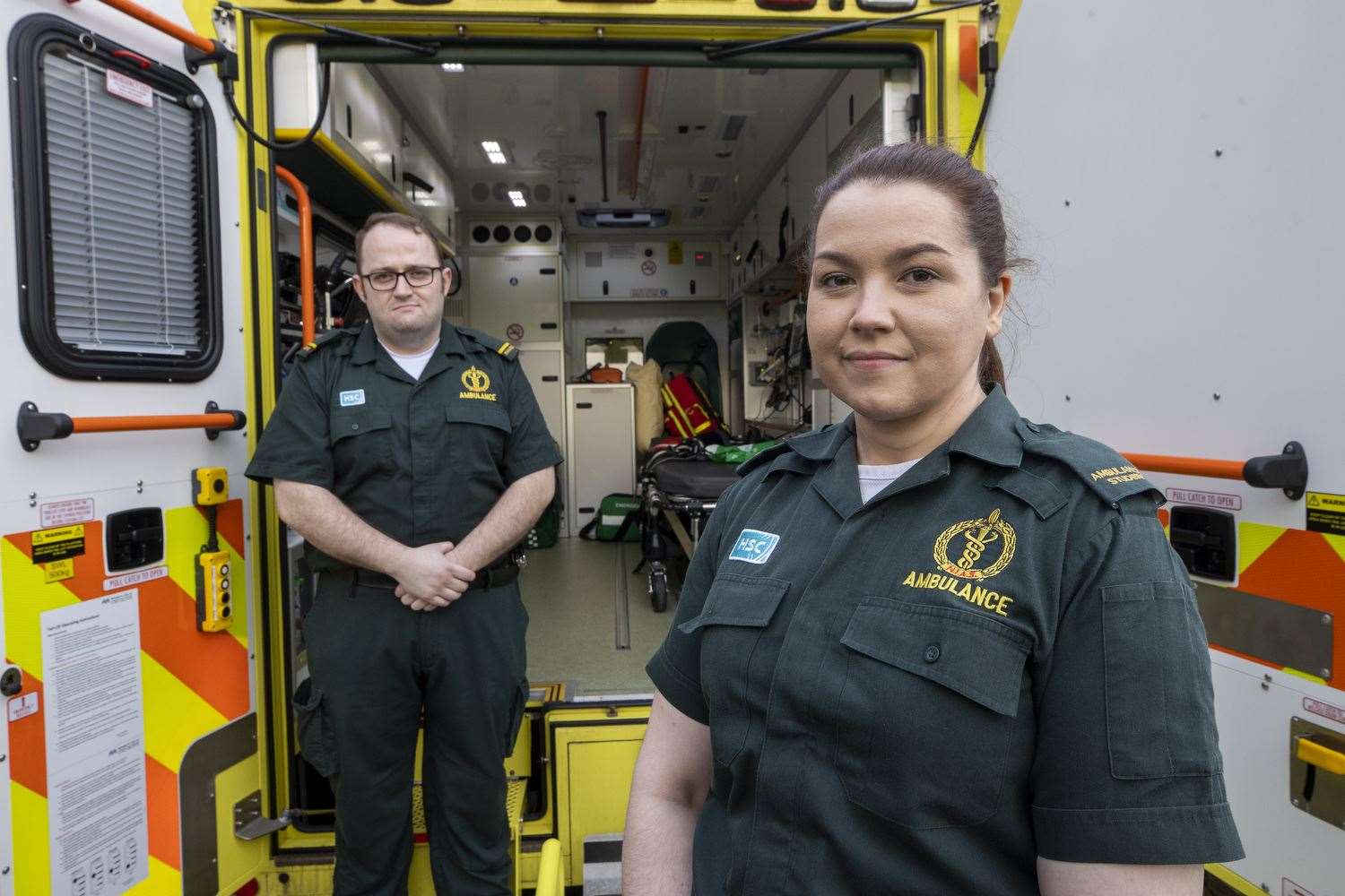 Paramedic Daniel McCollam and student emergency medical technician Ruth Corscadden (Liam McBurney/PA)