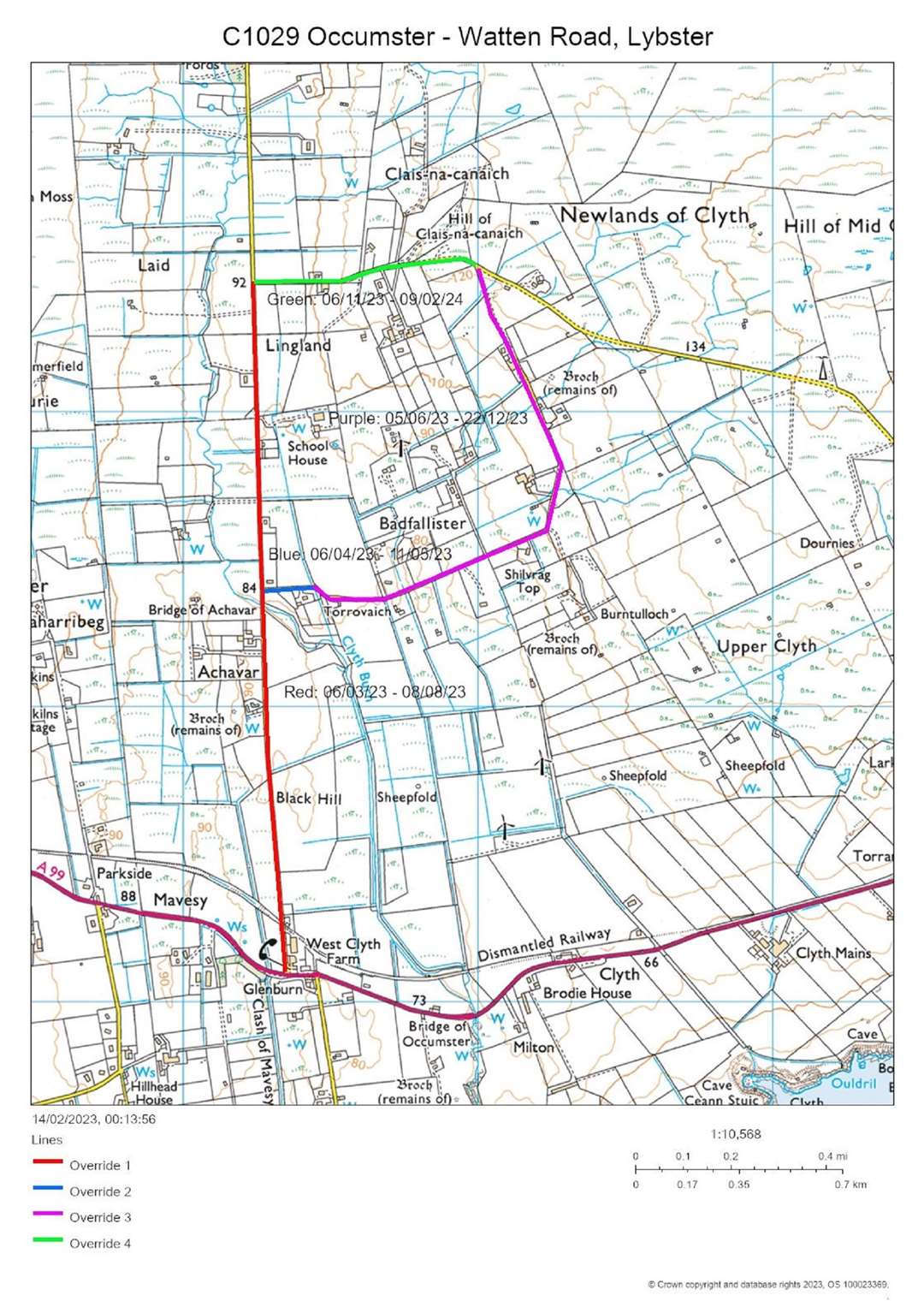 Map showing the work being carried out by Scottish Water at the Camster area.